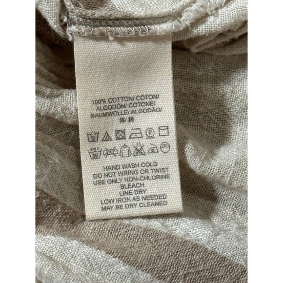 FREE PEOPLE Womens Peppy Plaid M Tunic Shirt White Brown Button Up Back Ruffle - Picture 9 of 13